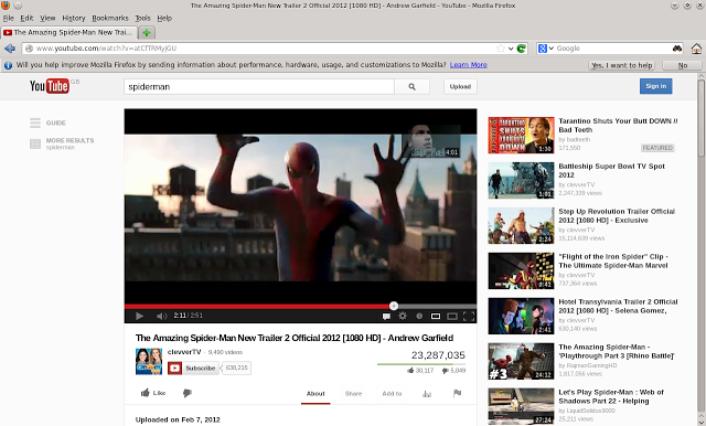OpenSUSE 12.3 Everyday Linux User - Spiderman in FireFox